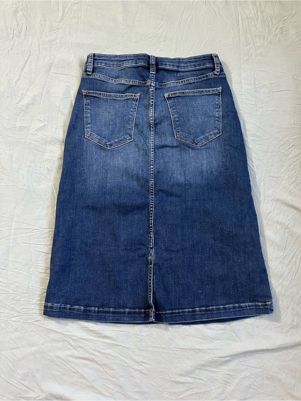 St. John's Bay Blue Denim Skirt with Contrast Stitching - Picture 2 of 4